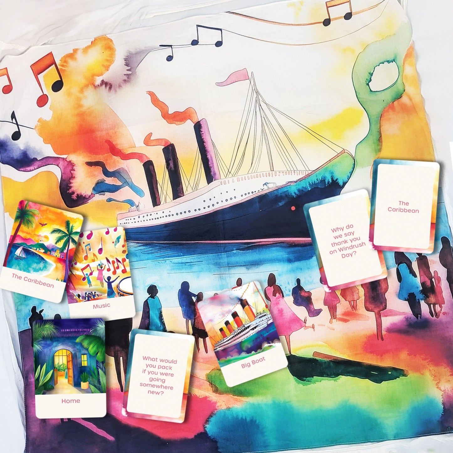 Windrush Rhythms Story Pack - EYFS & KS1 Journeys, Belonging & Cultural Understanding - Storytime Scarves