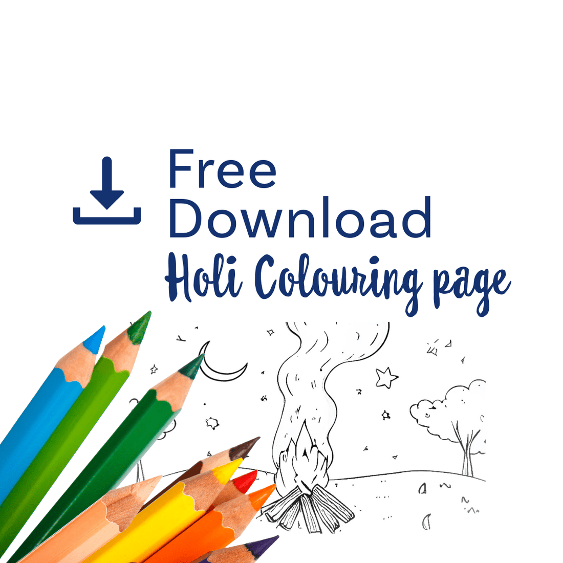 Free Holi Colouring page - Storytime Scarves
