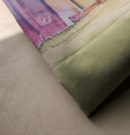 Close-up of the soft Pima cotton fabric of the Lunar Lanterns Story Scarf,