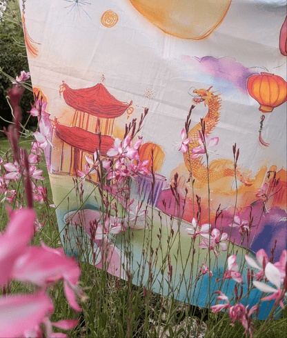  Lunar Lanterns Story Scarf with flowers